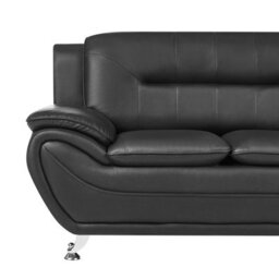 Beliani Sofa 2 Seater Leira Faux Leather Black - thumbnail 6