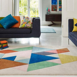 Multicoloured Wool Handmade Luxurious Modern Chequered Geometric Rug Easy To Clean For Living Room And Bedroom-120Cm X 170Cm - thumbnail 1