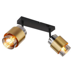 Luminosa Lighting Luminosa Milley Twin Ceiling Spotlight Matt Black Smoke Glass Shade 2X E27