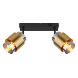 Luminosa Lighting Luminosa Milley Twin Ceiling Spotlight Matt Black Smoke Glass Shade 2X E27 - thumbnail 3
