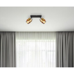 Luminosa Lighting Luminosa Milley Twin Ceiling Spotlight Matt Black Smoke Glass Shade 2X E27 - thumbnail 6