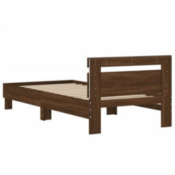 Berkfield Bed Frame Without Mattress With Led Lights Brown Oak 90X190 Cm Single - thumbnail 9