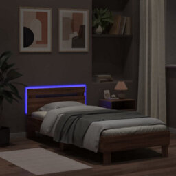 Berkfield Bed Frame Without Mattress With Led Lights Brown Oak 90X190 Cm Single - thumbnail 4