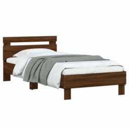 Berkfield Bed Frame Without Mattress With Led Lights Brown Oak 90X190 Cm Single - thumbnail 5
