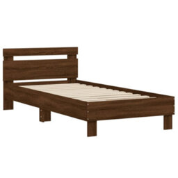 Berkfield Bed Frame Without Mattress With Led Lights Brown Oak 90X190 Cm Single - thumbnail 6
