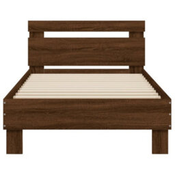 Berkfield Bed Frame Without Mattress With Led Lights Brown Oak 90X190 Cm Single - thumbnail 7