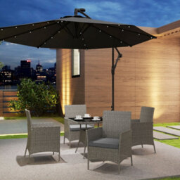 Outsunny Rattan Outdoor Dining Table And Chairs For 4, Light Grey - thumbnail 7
