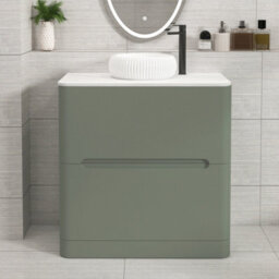 Royal Bathrooms Venice 800mm Sage Green Freestanding Bathroom Countertop Vanity Unit 2 Drawer With Milan Basin - thumbnail 1