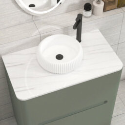Royal Bathrooms Venice 800mm Sage Green Freestanding Bathroom Countertop Vanity Unit 2 Drawer With Milan Basin - thumbnail 6