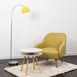 Valuelights Polished Chrome Curved Stem Floor Lamp With Gloss Yellow Metal Dome Light Shade - thumbnail 5