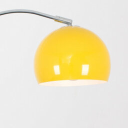 Valuelights Polished Chrome Curved Stem Floor Lamp With Gloss Yellow Metal Dome Light Shade - thumbnail 3