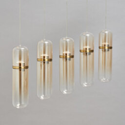 Litecraft Visconte Bjorn Champagne Led 5 Light Glass Diner Bar Pendant - thumbnail 4