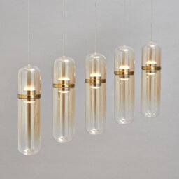 Litecraft Visconte Bjorn Champagne Led 5 Light Glass Diner Bar Pendant - thumbnail 3