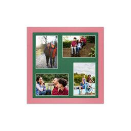 AK Frames 12X12 Pastel Pink Modern Multi Photo Frame With Emerald Mount - Holds 4 Apertures (4X) 6X4 Photos