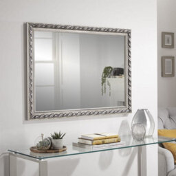 The Online Mirror Shop Wall Mirror Harlington Antique Rectangular Shape With Silver Frame - H 90Cm X W 65Cm For Hanging In Living Room Or Dining Room