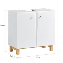 Sobuy Bzr92-W, Under Sink Cabinet Bathroom Vanity Unit Bathroom Storage Cabinet,white,w60Xd30Xh60.5 - thumbnail 3