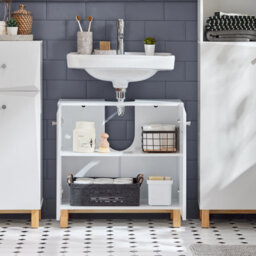 Sobuy Bzr92-W, Under Sink Cabinet Bathroom Vanity Unit Bathroom Storage Cabinet,white,w60Xd30Xh60.5 - thumbnail 2