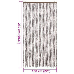 Vidaxl Fly Curtain Taupe And White 100X230 Cm Chenille - thumbnail 3