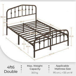 Yaheetech 4Ft6 Double Bed Frames Metal Slatted Bed Base With Crown-Inspired Design Headboard Bronze - thumbnail 3