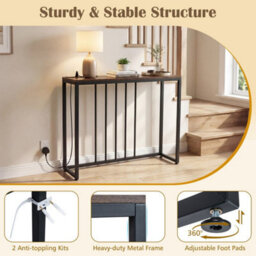 Entryway Table Console Table With Charging Station - thumbnail 4