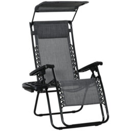Outsunny Zero Gravity Chair Adjustable Patio Lounge W/ Cup Holder Dark Grey - thumbnail 2