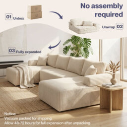 Levede Modular Sectional Sofa Bed 3 Seater U Shaped Convertible Soft Boneless - thumbnail 9