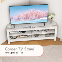 "Costway Corner Tv Stand With Power Outlet 3-Tier Entertainment Center For 60"" Tv" - thumbnail 4