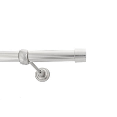 Toolty Inox Metal Curtain Pole 25mm With Finials Rod Classic Brackets Luna 115Cm