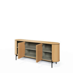 Arte Elegant Rotto 4 Sideboard Cabinet, Oak Vincenza & Eucalyptus Finish, Spacious Storage H820mm W2000mm D450mm - thumbnail 2