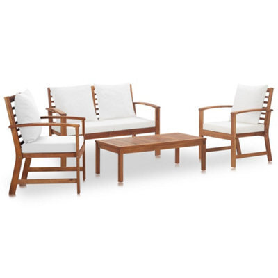 Walplus 4 Piece Garden Lounge Set With Cushions Solid Wood Acacia - image 1