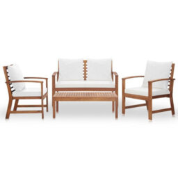 Walplus 4 Piece Garden Lounge Set With Cushions Solid Wood Acacia - thumbnail 2