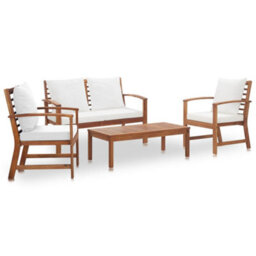 Walplus 4 Piece Garden Lounge Set With Cushions Solid Wood Acacia - thumbnail 1
