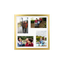 AK Frames 12X12 Gold Sleek Multi Photo Frame With White Mount - Holds 4 Apertures (4X) 6X4 Photos