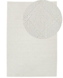 Beliani Handwoven Boho Wool-Cotton Area Rug 140 X 200 Cm Off White - thumbnail 3