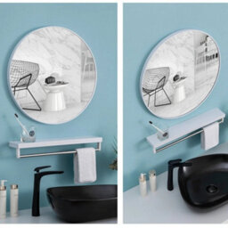 Nordic Round Bathroom Vanity Mirror Wall Mounted White Space Frame, 40Cm - thumbnail 6