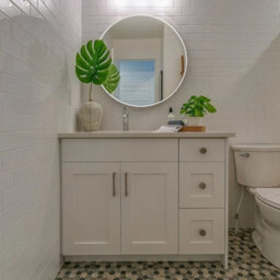 Nordic Round Bathroom Vanity Mirror Wall Mounted White Space Frame, 40Cm - thumbnail 4