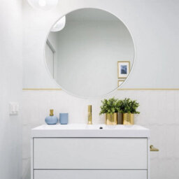Nordic Round Bathroom Vanity Mirror Wall Mounted White Space Frame, 40Cm - thumbnail 1