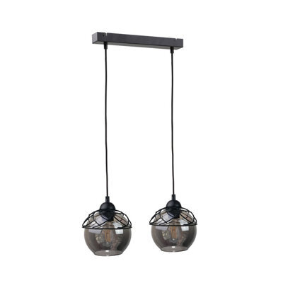 Luminosa Lighting Luminosa Mera Bar Pendant Ceiling Light Black, 50Cm, 2X E27