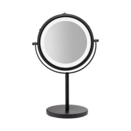 Croydex Matt Black Round Freestanding Bathroom Illuminated Modern Cosmetic Mirror (H)35.9Cm (W)23.5Cm - thumbnail 1