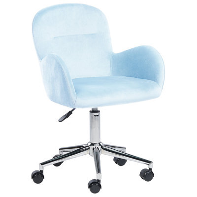 Beliani Desk Chair Priddy Velvet Light Blue - image 1