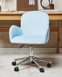 Beliani Desk Chair Priddy Velvet Light Blue - thumbnail 2