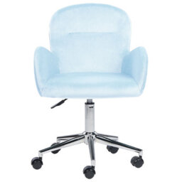 Beliani Desk Chair Priddy Velvet Light Blue - thumbnail 5