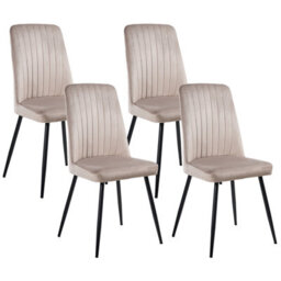 Beliani Set Of 4 Dining Chairs Kirby Velvet Beige