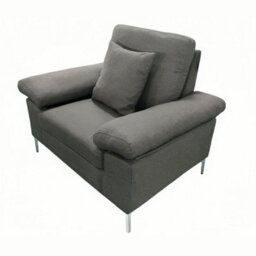Kosy Koala Modern Grey Fabric One Seater Sofa With Chrome Feet - Comfortable Couch With Cushion For Living Room, Bedroom Or Office