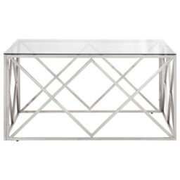 Berkfield Coffee Table Silver Stainless Steel And Tempered Glass - thumbnail 3