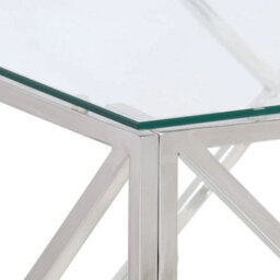 Berkfield Coffee Table Silver Stainless Steel And Tempered Glass - thumbnail 5