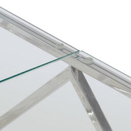 Berkfield Coffee Table Silver Stainless Steel And Tempered Glass - thumbnail 8