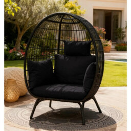 Black Premium Outdoor Hanging Swing Chair Cushion Set With Anti-Slip Ties For Garden - thumbnail 4