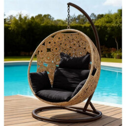 Black Premium Outdoor Hanging Swing Chair Cushion Set With Anti-Slip Ties For Garden - thumbnail 3