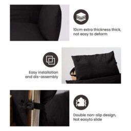 Black Premium Outdoor Hanging Swing Chair Cushion Set With Anti-Slip Ties For Garden - thumbnail 5